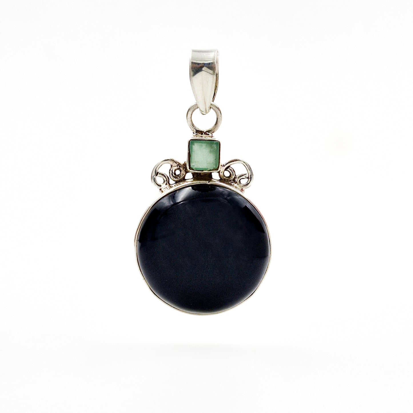 925 Sterling Silver Black Onyx Statement Pendant Artisan Boho Jewelry SPEN-346