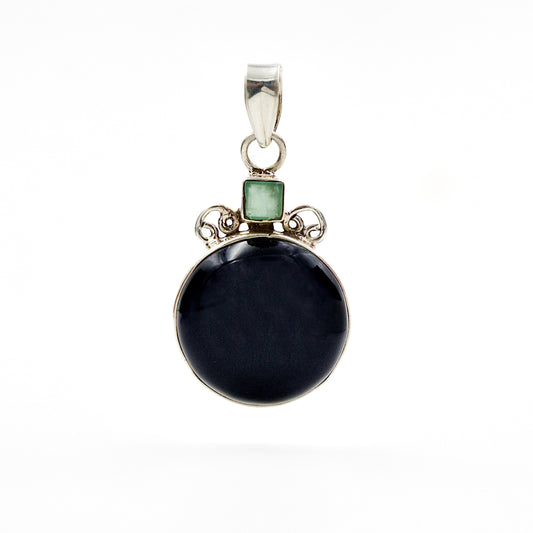 925 Sterling Silver Black Onyx Statement Pendant Artisan Boho Jewelry SPEN-346