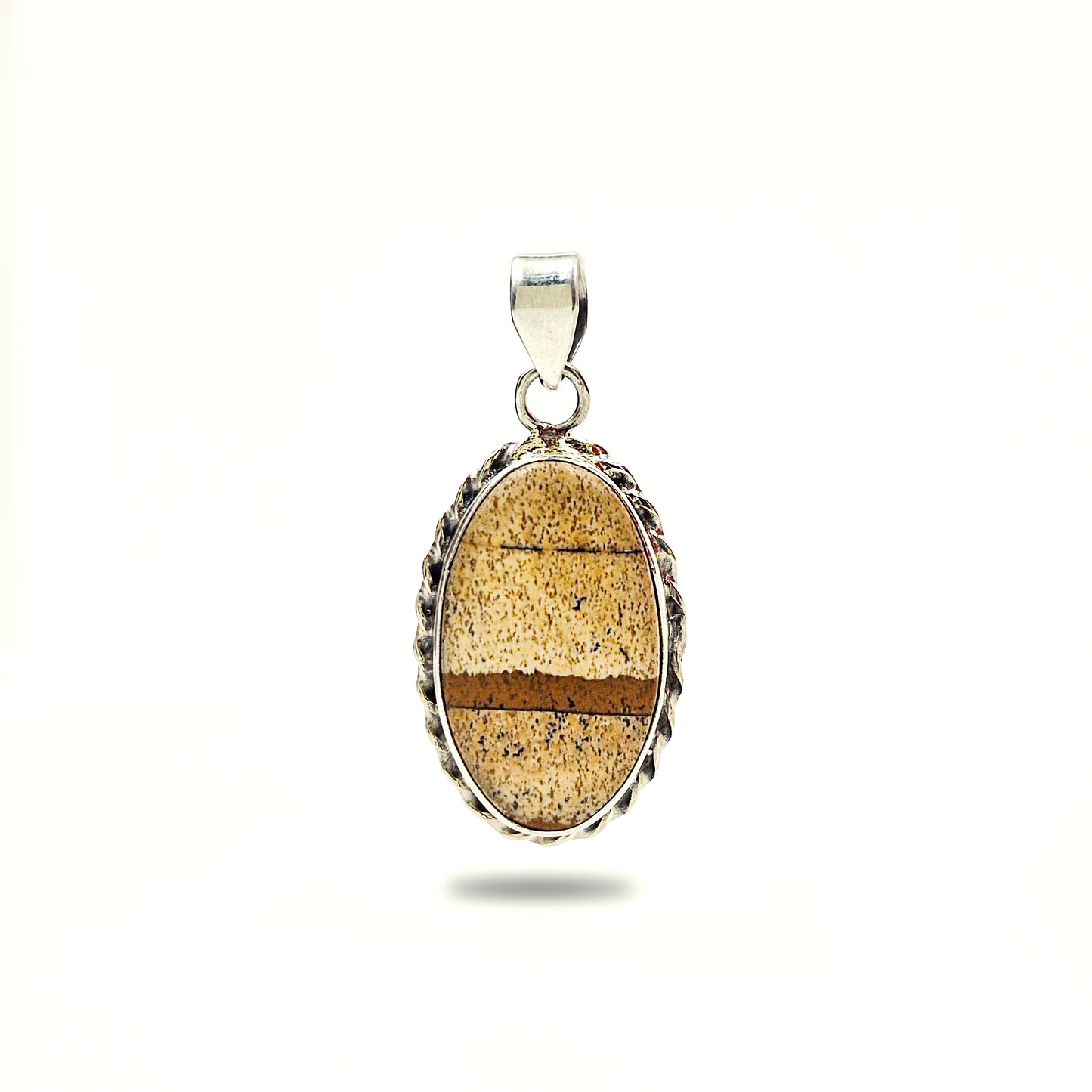 925 Sterling Silver Picture Jasper Oval Statement Pendant Boho Jewelry SPEN-364