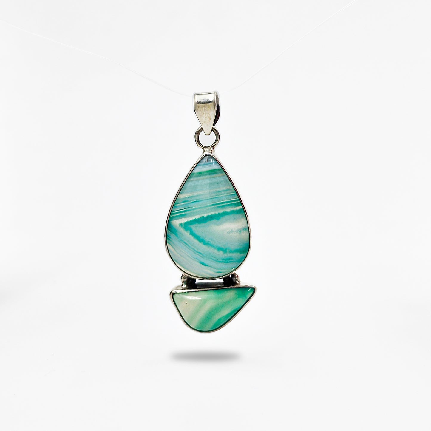 925 Sterling Silver Botswana Agate Artisan Boho Pendant Necklace SPEN-379