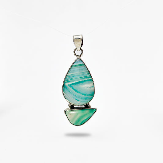925 Sterling Silver Botswana Agate Artisan Boho Pendant Necklace SPEN-379
