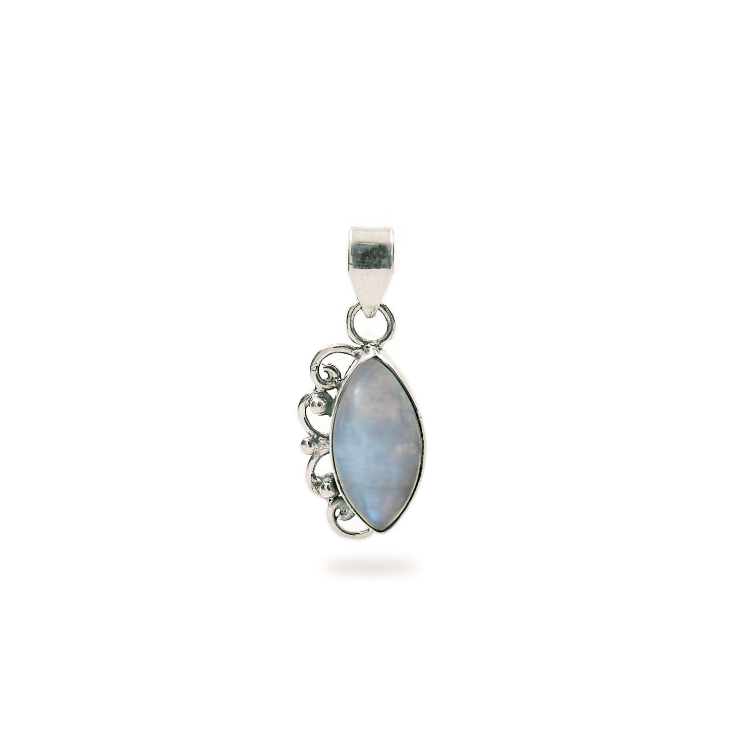 925 Sterling Silver Moonstone Vintage Filigree Pendant Necklace SPEN-383