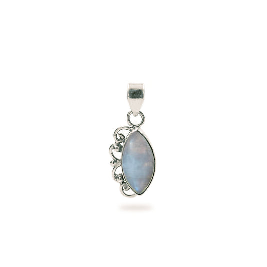 925 Sterling Silver Moonstone Vintage Filigree Pendant Necklace SPEN-383