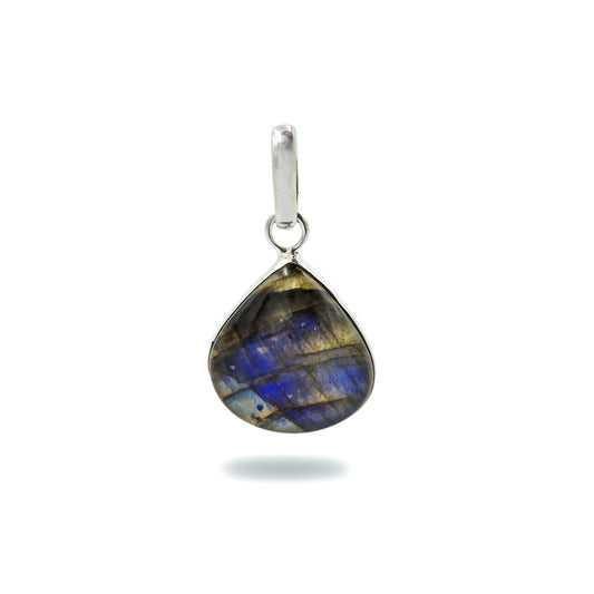 925 Sterling Silver Labradorite Teardrop Pendant Flash Gemstone Charm SPEN-425