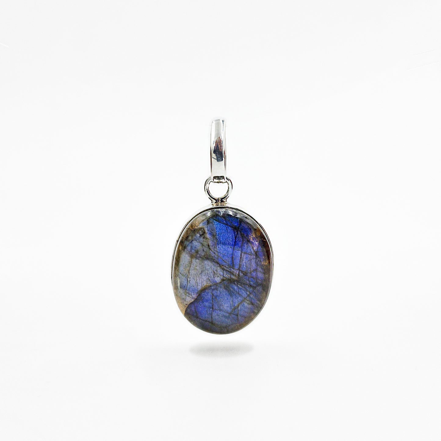 925 Sterling Silver Oval Labradorite Pendant Blue Flash Gemstone Charm SPEN-428