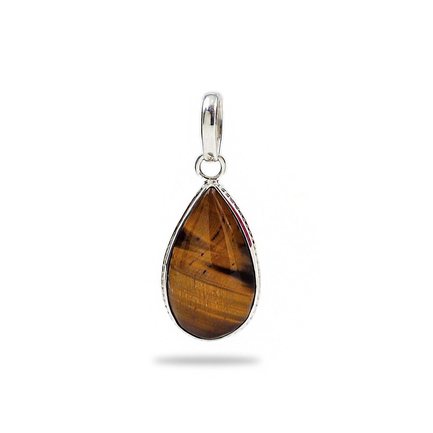 Sterling Silver Tiger Eye Teardrop Pendant Handmade Gemstone Charm SPEN-442