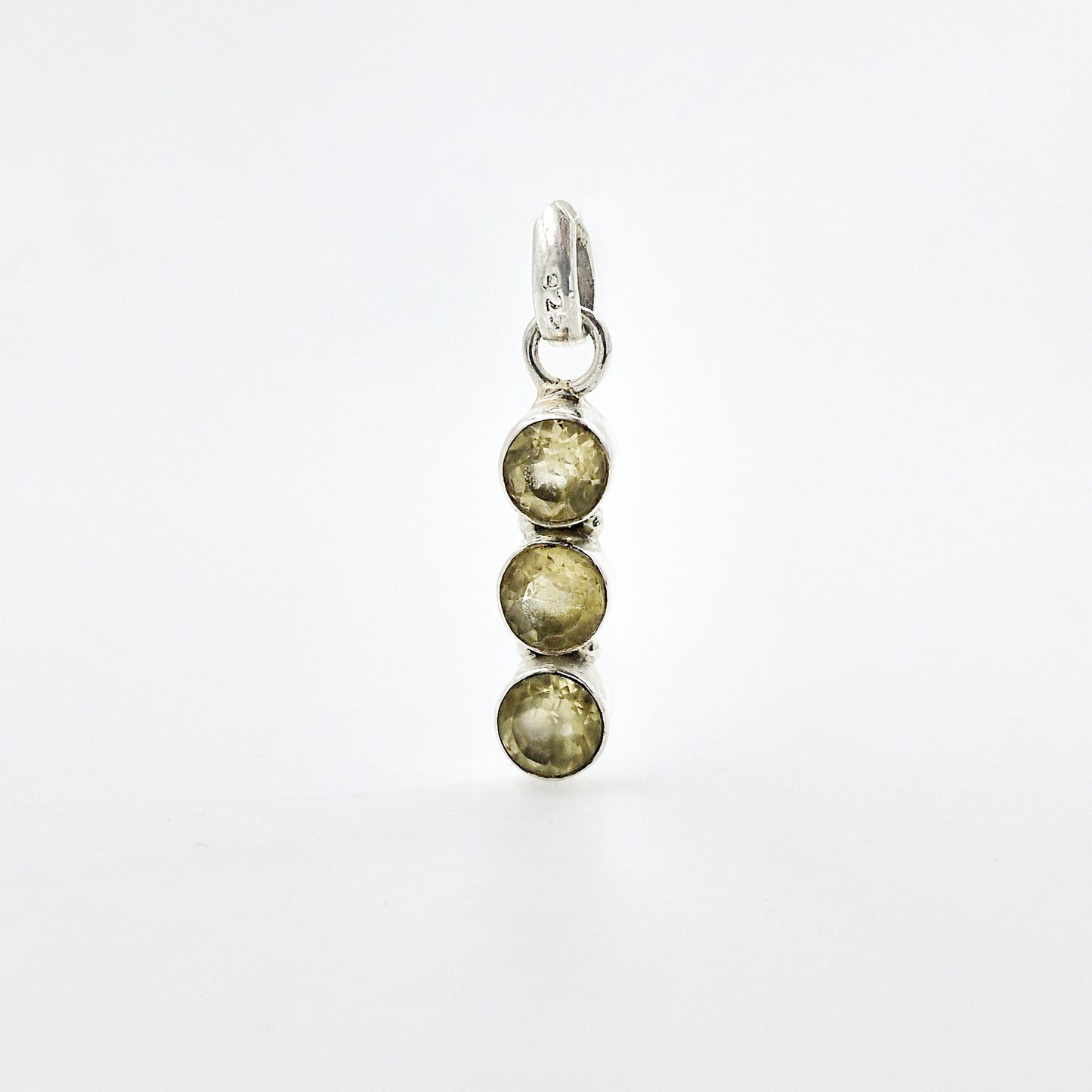 925 Sterling Silver Citrine Triple Stone Pendant Handmade Jewelry SPEN-77