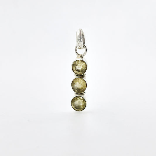 925 Sterling Silver Citrine Triple Stone Pendant Handmade Jewelry SPEN-77