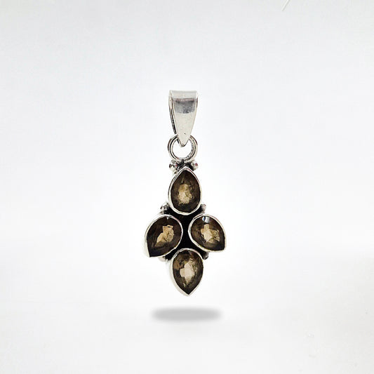 925 Sterling Silver Smoky Quartz Cluster Pendant Handmade Jewelry SPEN-88