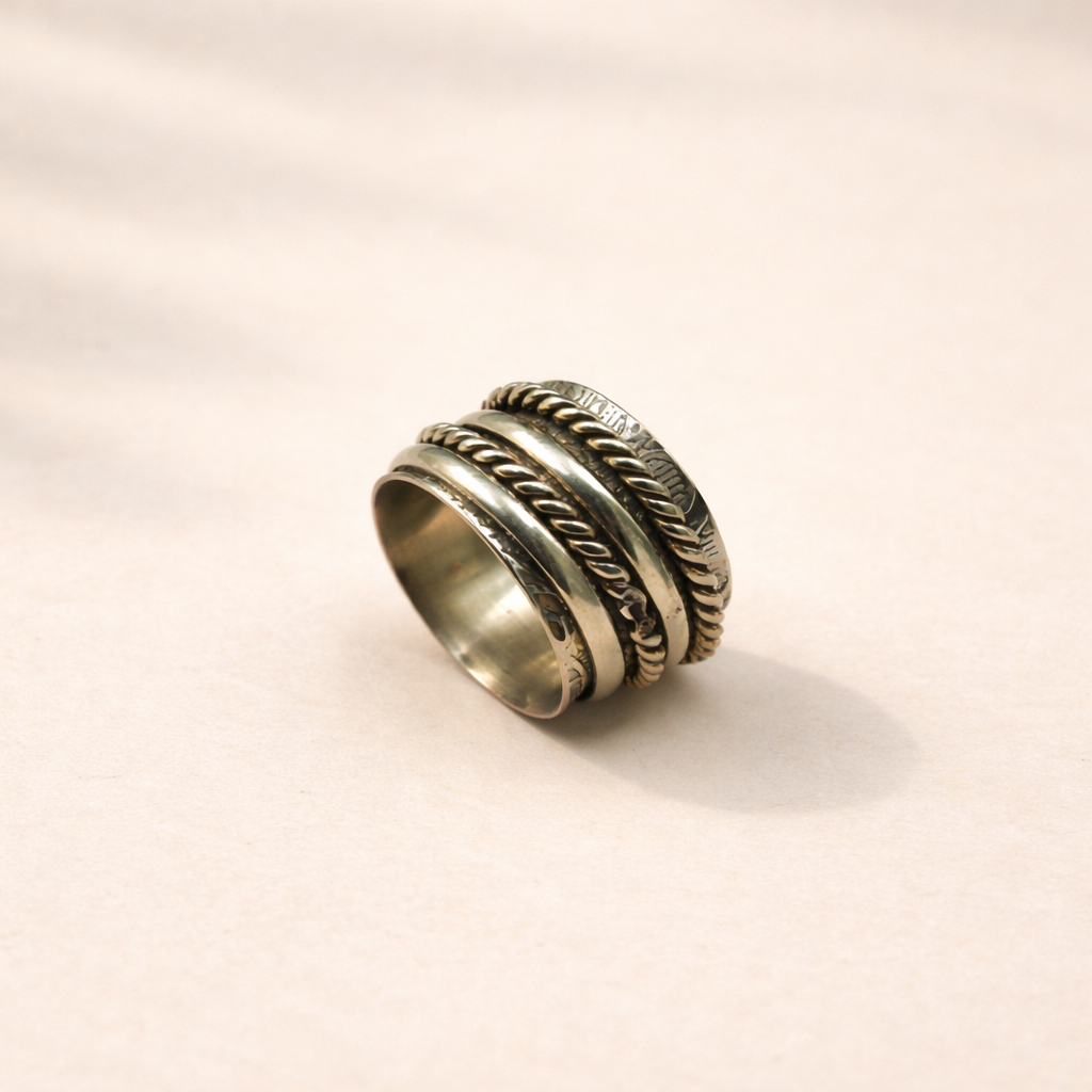 Vintage 4 Band Twisted Spinner Ring Unisex SPRIN01-BRS