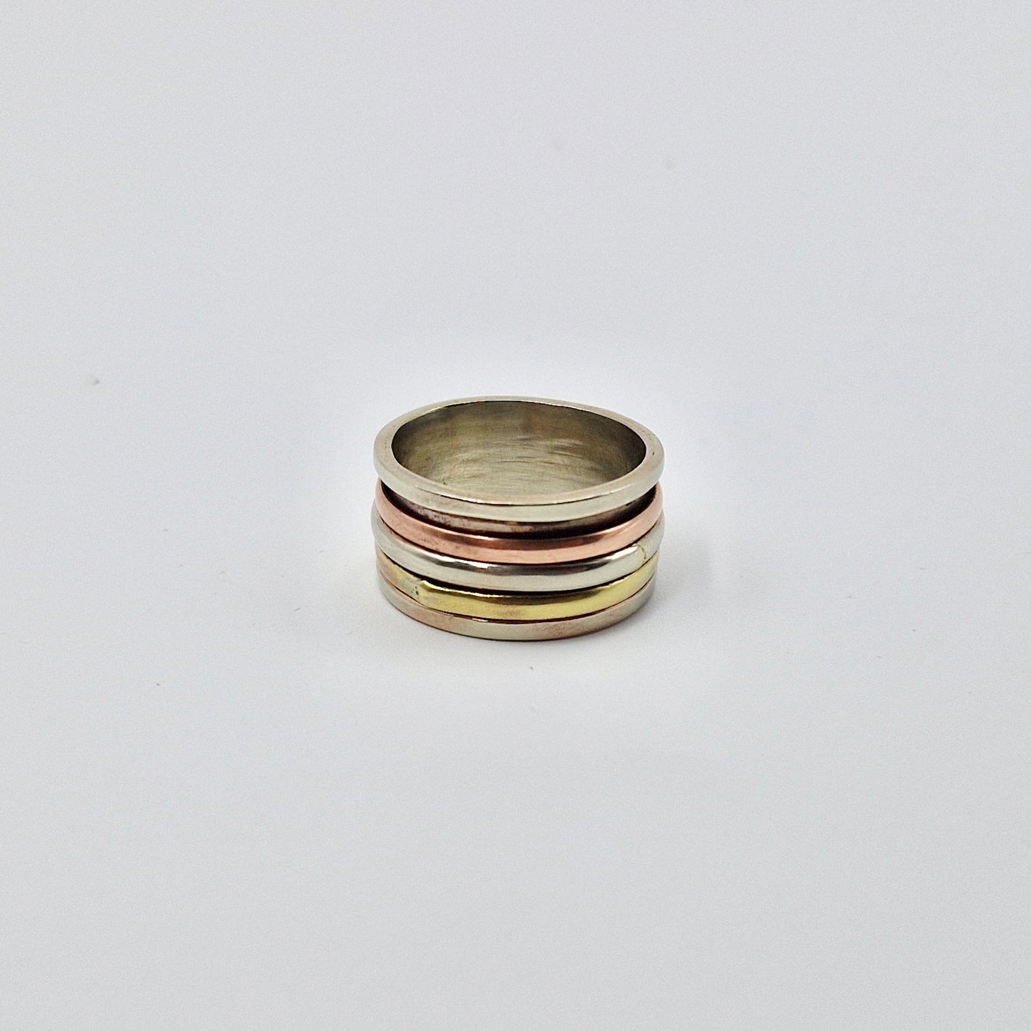 Tri Tone 3 Band Spinner Ring Unisex Rotating Statement Band SPRIN02-BRS