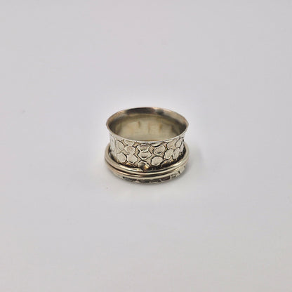 Hammered Spinner Ring Unisex Statement Band SPRIN03-BRS