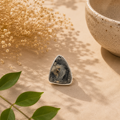 925 Sterling Silver Desert Druzy Natural Gemstone Statement Boho Ring SR-1367