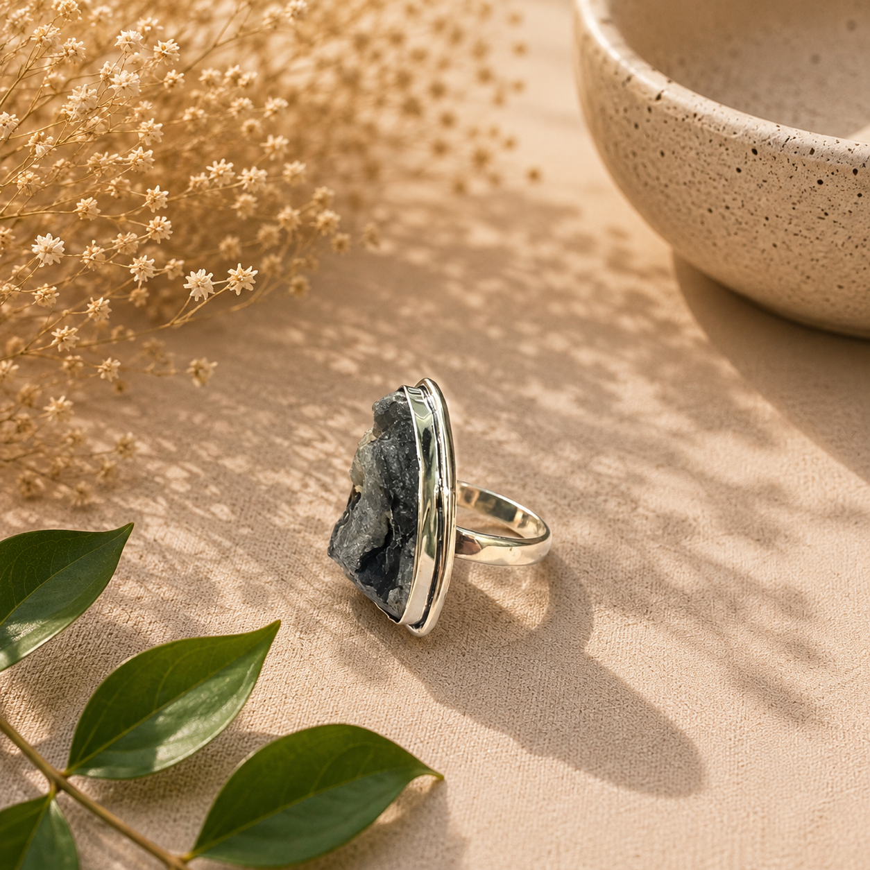 925 Sterling Silver Desert Druzy Natural Gemstone Statement Boho Ring SR-1367
