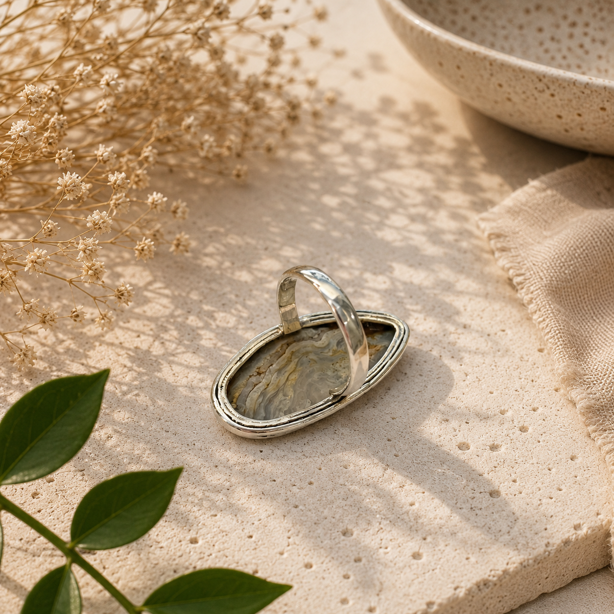 925 Sterling Silver Desert Druzy Natural Gemstone Statement Boho Ring SR-1370
