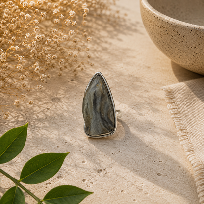 925 Sterling Silver Desert Druzy Natural Gemstone Statement Boho Ring SR-1371