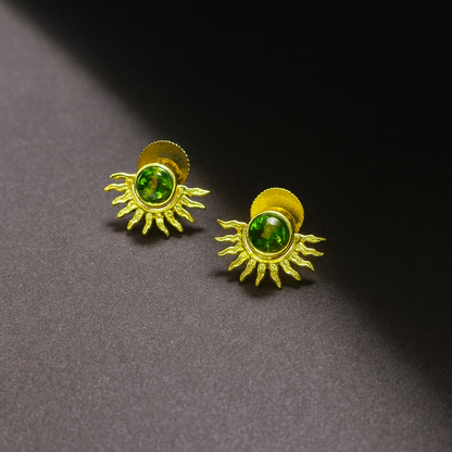 Rising Sun Ray Gemstone Stud