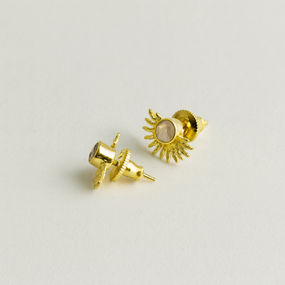 Rising Sun Ray Gemstone Stud