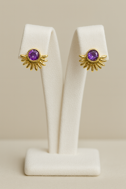 Rising Sun Ray Gemstone Stud