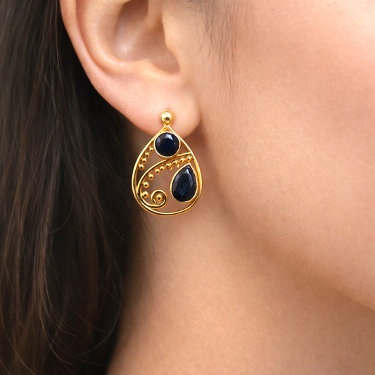 Swirl Gold Plated Tear Drop Stud Earrings ST03-GLD