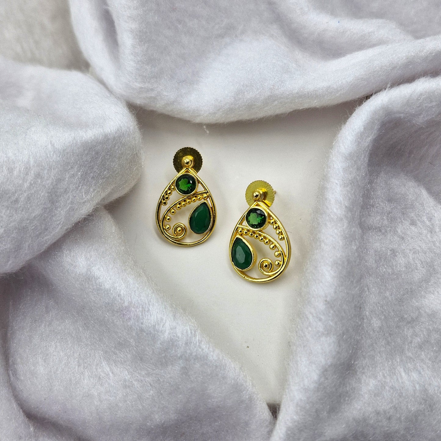 Swirl Gold Plated Tear Drop Stud Earrings ST03-GLD