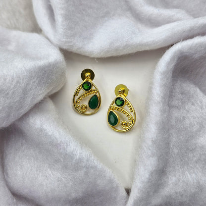 Swirl Gold Plated Tear Drop Stud Earrings ST03-GLD