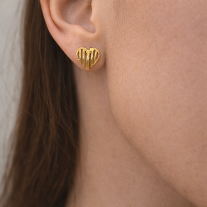Gold Heart Stud Earrings | Minimalist Elegant Love Design Jewelry ST07-GLD