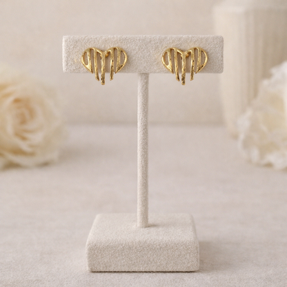 Gold Heart Stud Earrings | Minimalist Elegant Love Design Jewelry ST07-GLD