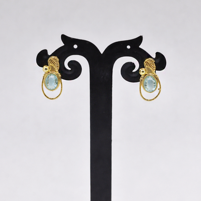 Gold Oval Drop Earrings for Women Minimal Elegant Jewelry ST09-GLD