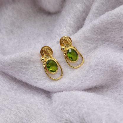 Gold Oval Drop Earrings for Women Minimal Elegant Jewelry ST09-GLD