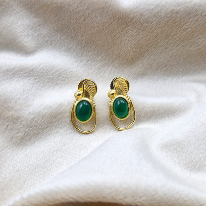 Gold Oval Drop Earrings for Women Minimal Elegant Jewelry ST09-GLD