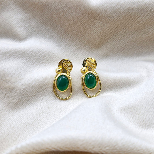 Gold Oval Drop Earrings for Women Minimal Elegant Jewelry ST09-GLD