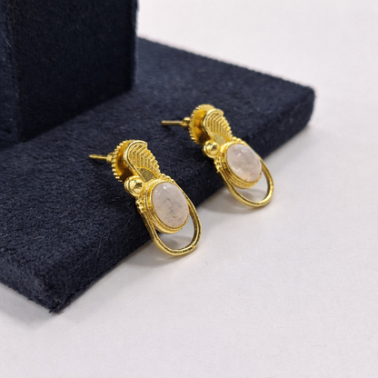 Gold Oval Drop Earrings for Women Minimal Elegant Jewelry ST09-GLD