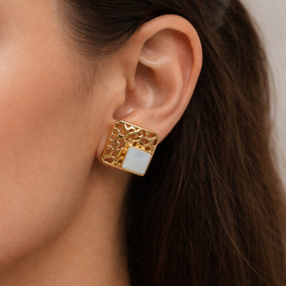 Gold Geometric Stud Earrings for Women Modern Statement Jewelry ST10-GLD