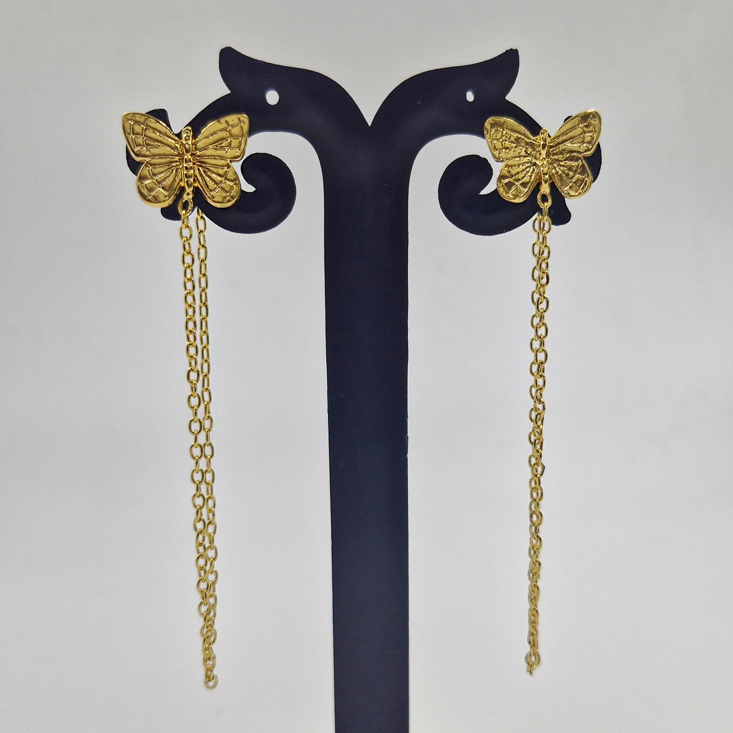 Gold Butterfly Chain Earrings for Women Trendy Statement Jewelry ST11-GLD