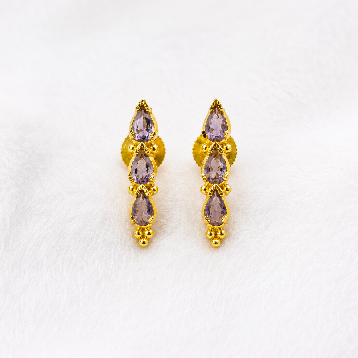Gold Plated Teardrop Stud Earrings for Women Elegant Statement Jewelry ST13-GLD