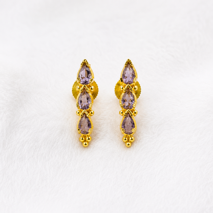 Gold Plated Teardrop Stud Earrings for Women Elegant Statement Jewelry ST13-GLD