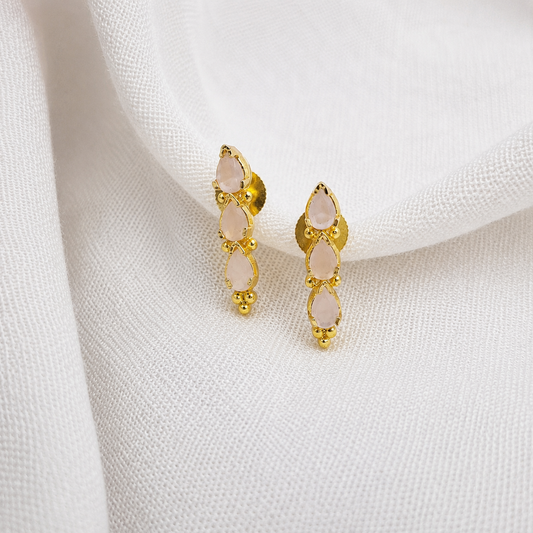 Gold Plated Teardrop Stud Earrings for Women Elegant Statement Jewelry ST13-GLD