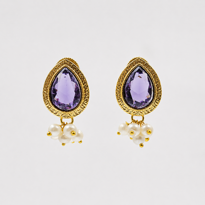 Gold Plated Teardrop Stud Earrings for Women Ethnic Statement Jewelry ST14-GLD