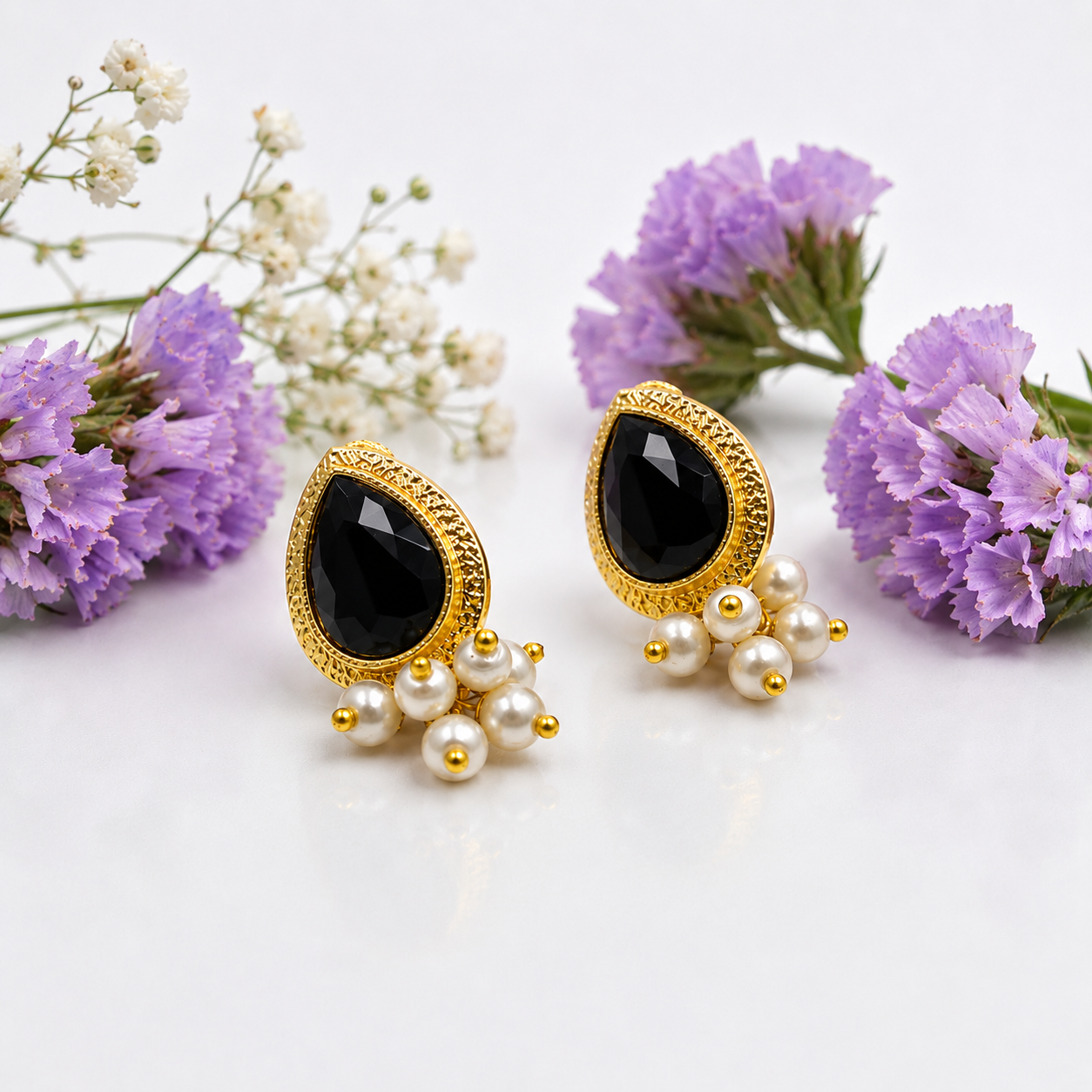 Gold Plated Teardrop Stud Earrings for Women Ethnic Statement Jewelry ST14-GLD