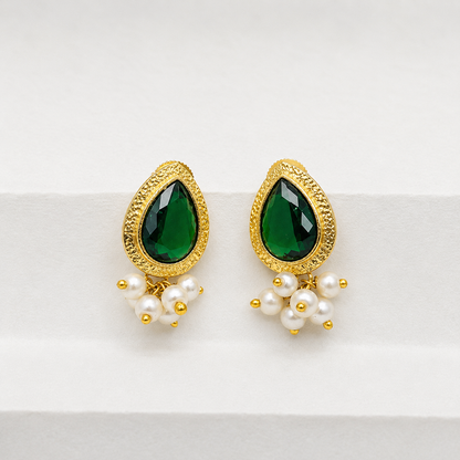 Gold Plated Teardrop Stud Earrings for Women Ethnic Statement Jewelry ST14-GLD
