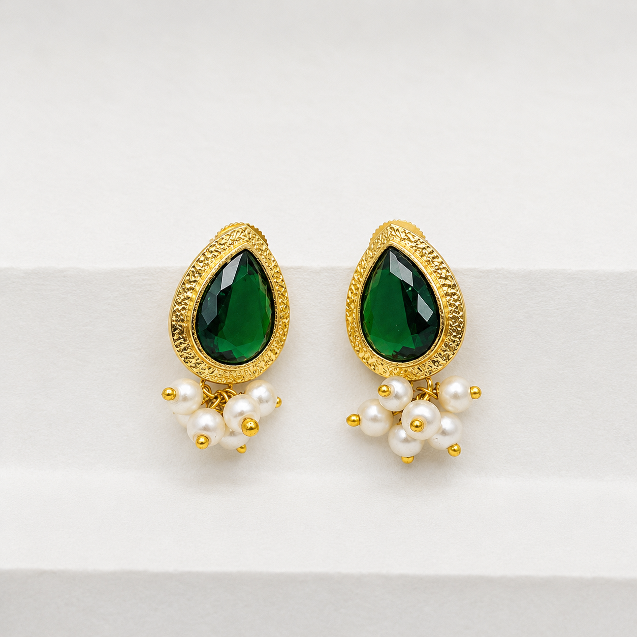 Gold Plated Teardrop Stud Earrings for Women Ethnic Statement Jewelry ST14-GLD