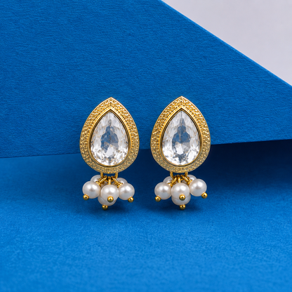Gold Plated Teardrop Stud Earrings for Women Ethnic Statement Jewelry ST14-GLD