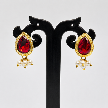 Gold Plated Teardrop Stud Earrings for Women Ethnic Statement Jewelry ST14-GLD