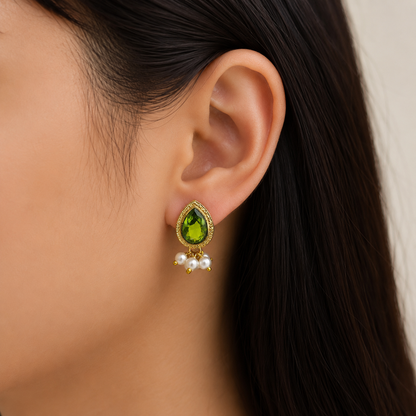 Gold Plated Teardrop Stud Earrings for Women Ethnic Statement Jewelry ST14-GLD