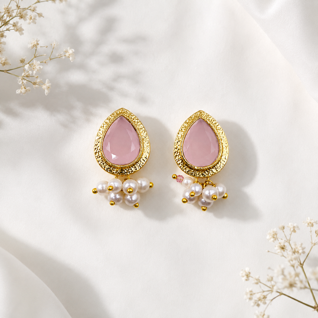 Gold Plated Teardrop Stud Earrings for Women Ethnic Statement Jewelry ST14-GLD