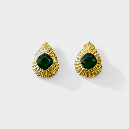 Gold Plated Textured Stud Earrings for Women Vintage Statement Jewelry ST15-GLD