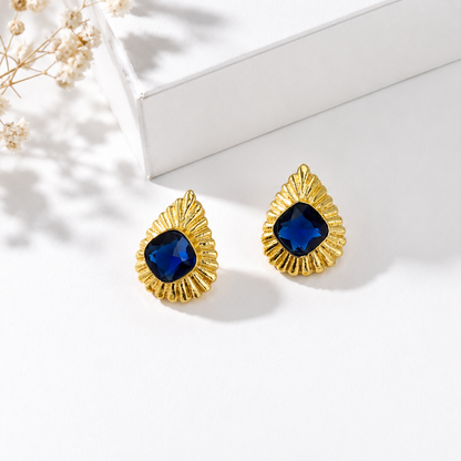 Gold Plated Textured Stud Earrings for Women Vintage Statement Jewelry ST15-GLD