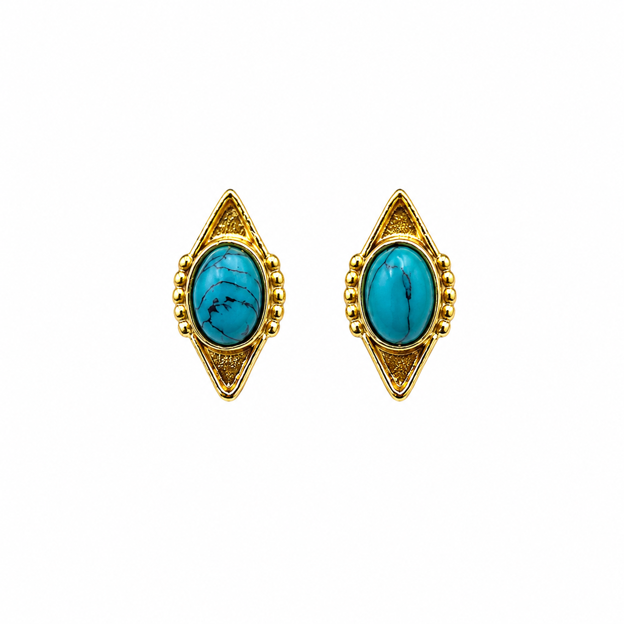 Gold Plated Geometric Stud Earrings for Women|Vintage Chic Style ST18-GLD