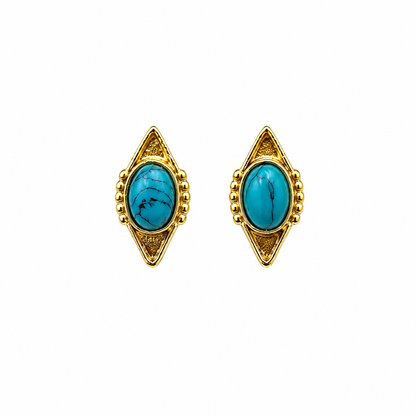 Gold Plated Geometric Stud Earrings for Women|Vintage Chic Style ST18-GLD
